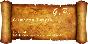 Gyuricza Patrik névjegykártya